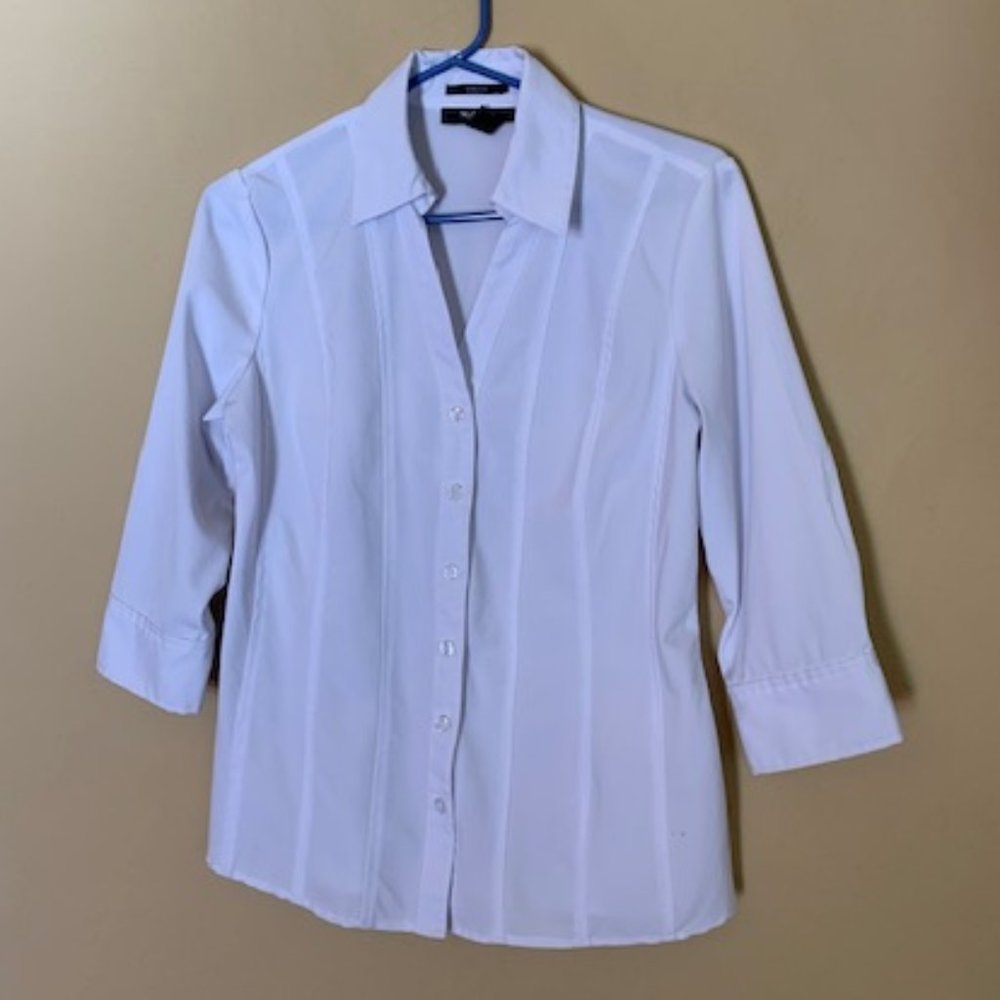 White 3/4 Button Down